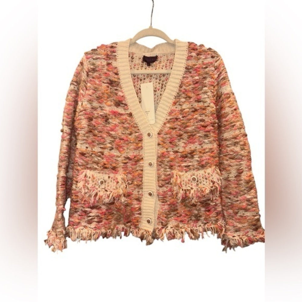 NWT Hale Bob Amelie Boucle Cardigan ivory Classic Old Money
